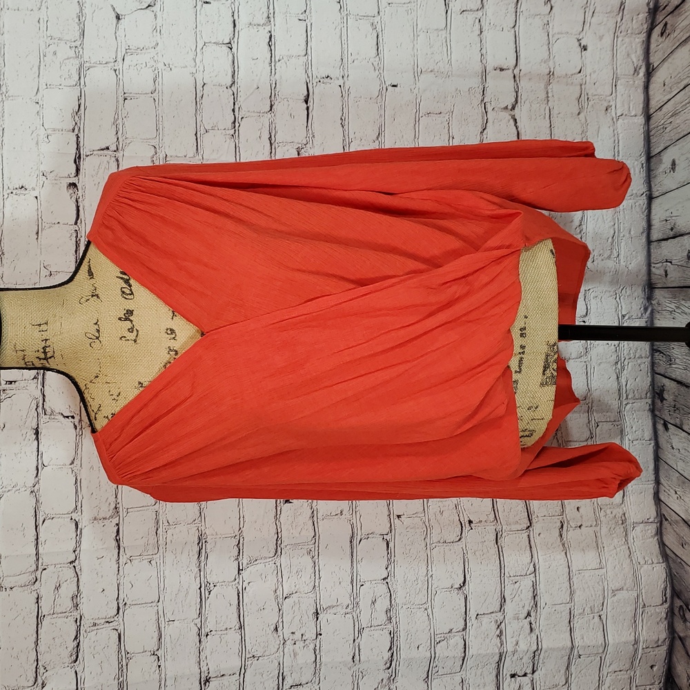 Free People Reddish-Orange Blouse Boho Size M